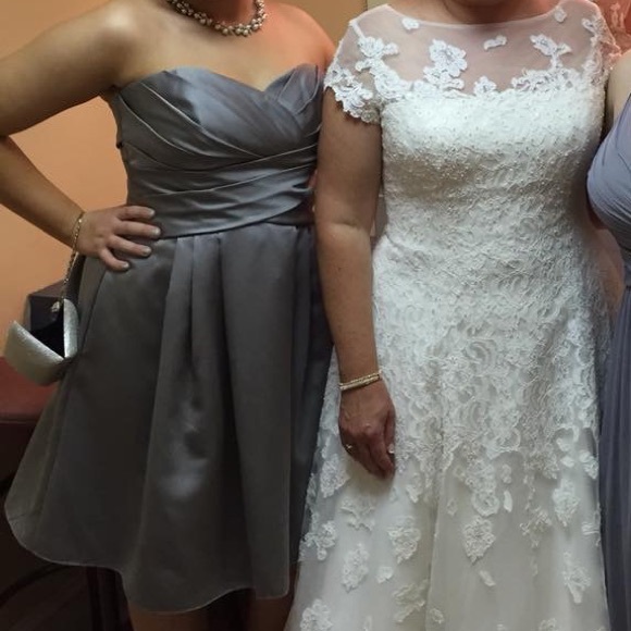 Size 10 David’s bridal silver/gray strapless dress - Picture 8 of 8